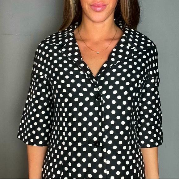 RARE Vintage Jane Justin Pinup Girl Polka Dot Swing Coat Jacket Trench Coat - Picture 4 of 7